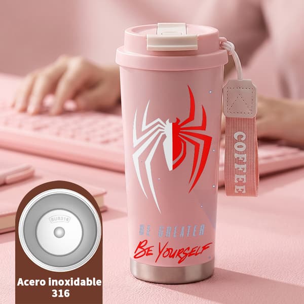 Kaffetermokande 500ml 316 Rustfrit Stål Halloween Design Pink