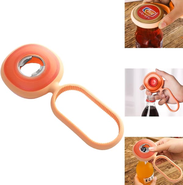 1 stycke (Orange) Silikon Bartender Flasköppnare - Multifunktionell