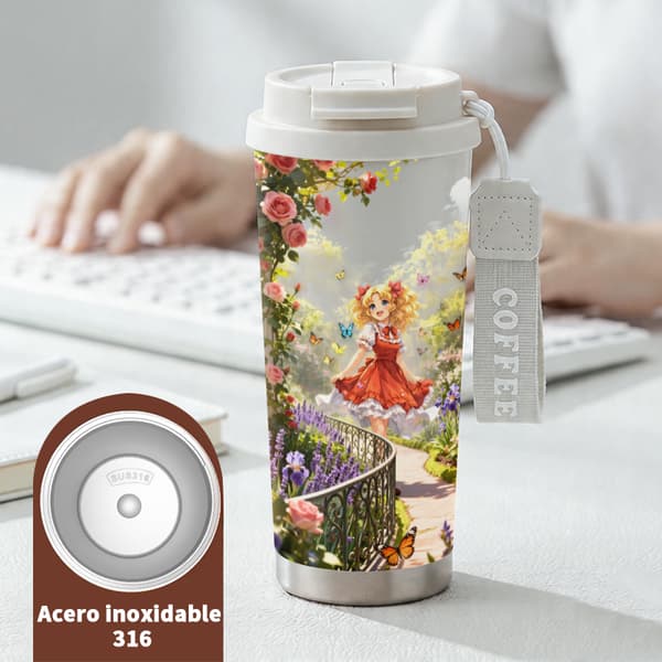 Termokaffekrus 500 ml 316 Rustfrit Stål Farverigt Design White