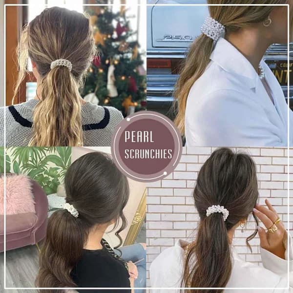Hårband 3-pack Hårrullar Pärlhårband Pärlor Hästsvans, A