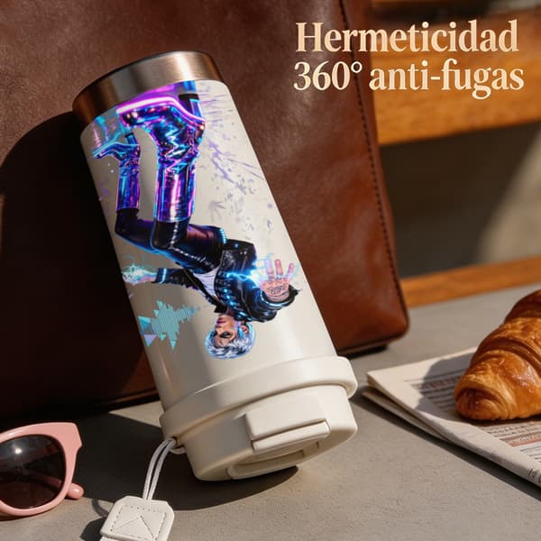 Bærbar kaffetermos 500 ml 316 rustfritt stål grafisk design Pink