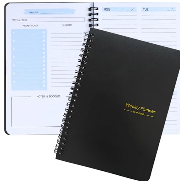 Ukeplaner, Udaterte A5-planer, Daglig planlegger To-do-liste Dagbok, Ukentlige målsettinger Planlegger med vane,A