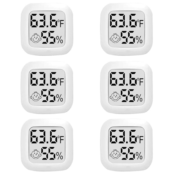 6-pack Mini Digital Termometer Hygrometer Inomhus LCD-Skärm, A