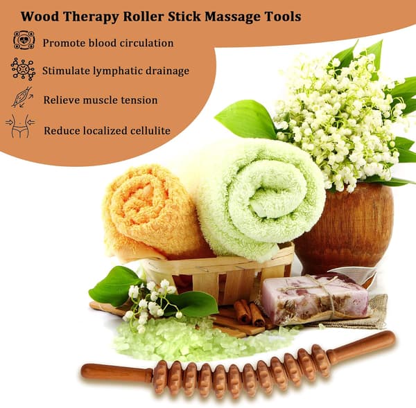 Trä Terapi Roller Stick Massageverktyg för Kroppen, Cellulitmassage & Muskelroller Stick, Massageverktyg