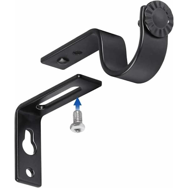 Justerbart gardinstangbeslag gardinstangholder 20-28mm (Sort) 2 stk., A