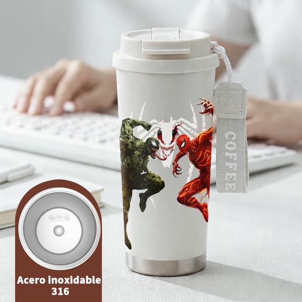 Kaffetermokande 500ml Rustfrit Stål Blomsterdesign White