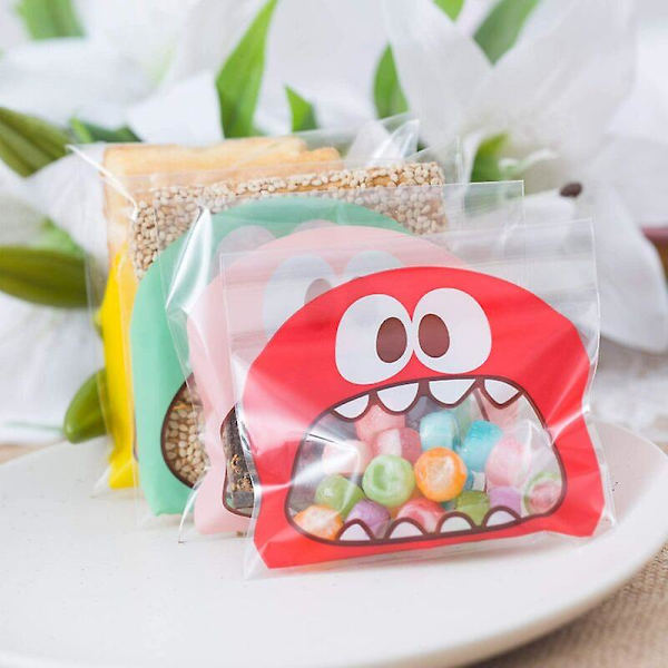 400 stk. plastik slikpose, gennemsigtig selvklæbende pose, poser til chokolade, kage, kiks, slik, godbid, fødselsdag, jul, bryllup 10X10cm