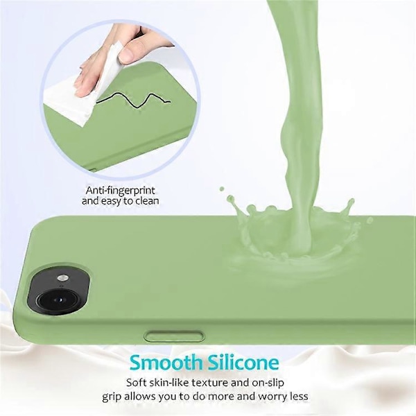 Kompatibel iPhone 16e Case Stødsikker Flydende Silikone Blød Foring Bagside Telefon Cover LightGreen