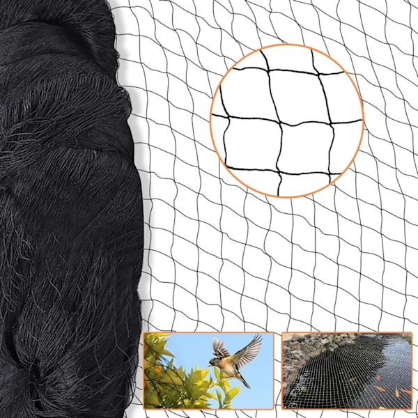 15x15m fuglenet volierenet - sort beskyttelsesnet 5 x 5 cm masker, alsidigt hønsenet