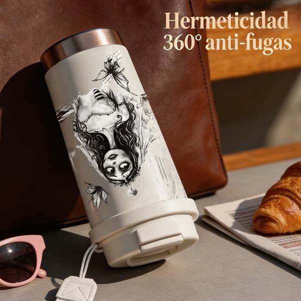 Kaffetermos 500ml Rustfritt Stål Dyreprint Design White
