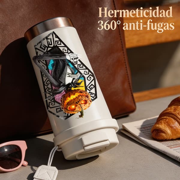 Termokrus 500ml 316 Rustfrit Stål Tegneserie Design White