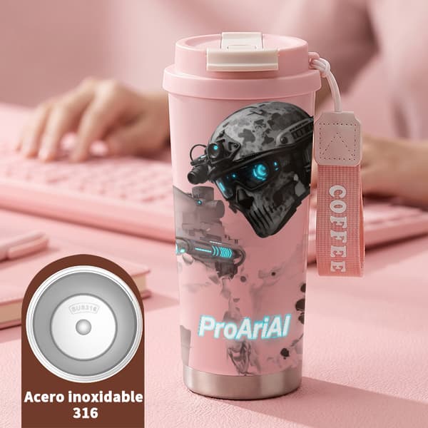 Kaffetermos 500ml 316 Rustfritt Stål Grafisk Design Pink