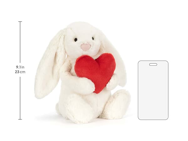 Jellycat 18cm Bashful Punainen Sydän Pupu pehmolelu
