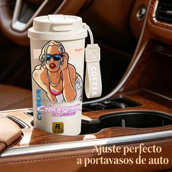 Kaffetermokande 500 ml rustfrit stål festligt design White