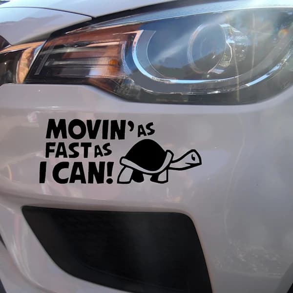 (18 cm x 7 cm, Sort) Nyhed Movin As Fast As I Can Sjove Bilstickers - Van Stickers - Cam,A