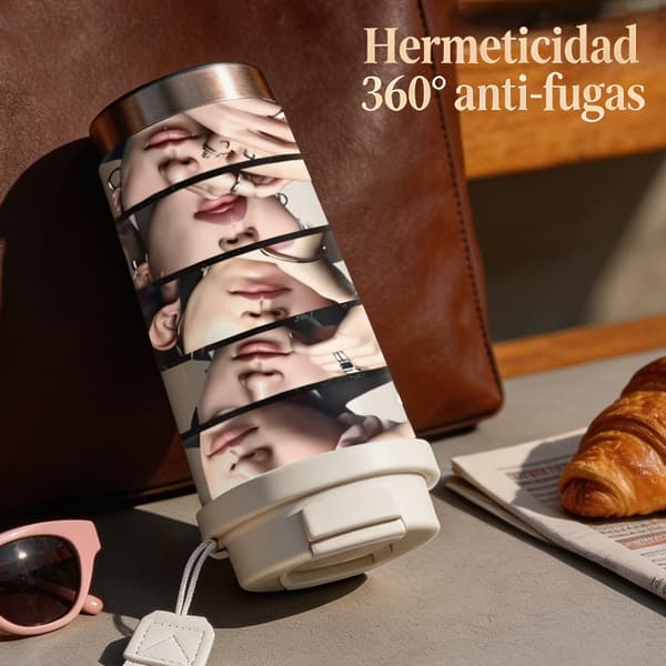 Termokopp 500ml 316 Rustfritt Stål Blomsterdesign White