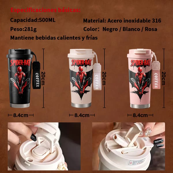 Bærbar kaffetermos 500 ml lekkasjesikker militær design Black