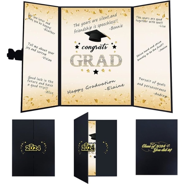Graduation gæstebog erstatning fest sort guld klasse dekorationer