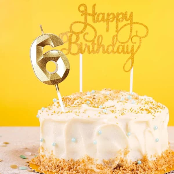 2 sett gull bursdagslys nummer 0-9 lys kake bursdagslys kake lys kake dekorasjon bursdag, A