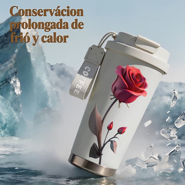 Kaffetermos 500ml Rostfritt Stål Djurdesign, Isolerad kaffemugg, läckagesäker resemugg med lock White