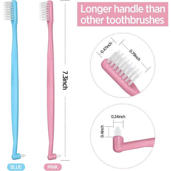 2 stk dobbelt-hodet tannbørste for tannregulering U-formet spiss