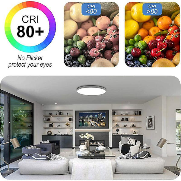 LED-taklampe Ø23cm 12W 6500K Baderom Taklampe Vanntett IP55 Rund LED Taklampe Gjelder for Bad, Soverom, Kjøkken, Stue,