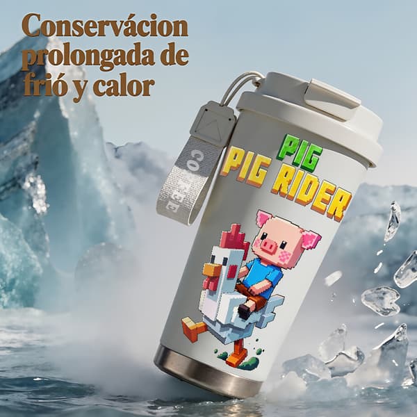 Termokopp 500ml Rustfritt Stål Tegneseriedesign Pink