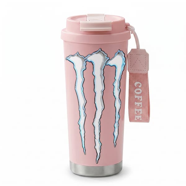 Kaffetermos 500ml Rustfritt Stål Dyreprint Design Pink