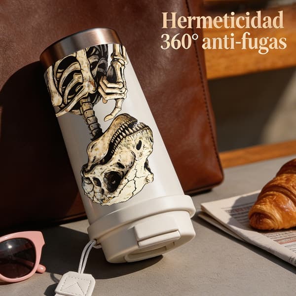 Termokopp 500ml 316 Rustfritt Stål Blomsterdesign Pink
