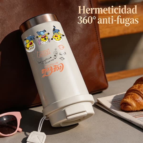 Termisk kaffekopp 500ml 316 rustfritt stål blomsterdesign White