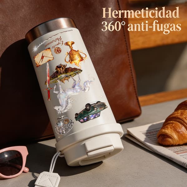 Bærbar Kaffetermos 500ml Rustfritt Stål Abstrakt Design Pink