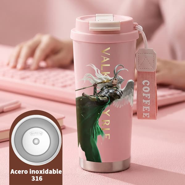 Kaffetermokande 500ml 316 Rustfrit Stål Grafisk Design Pink