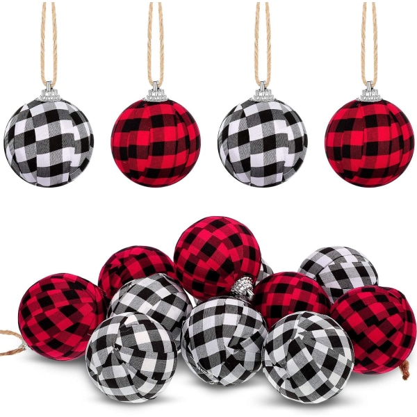 Buffalo Plaid Fabric Christmas Ball, Decorative Hanging Bauble f