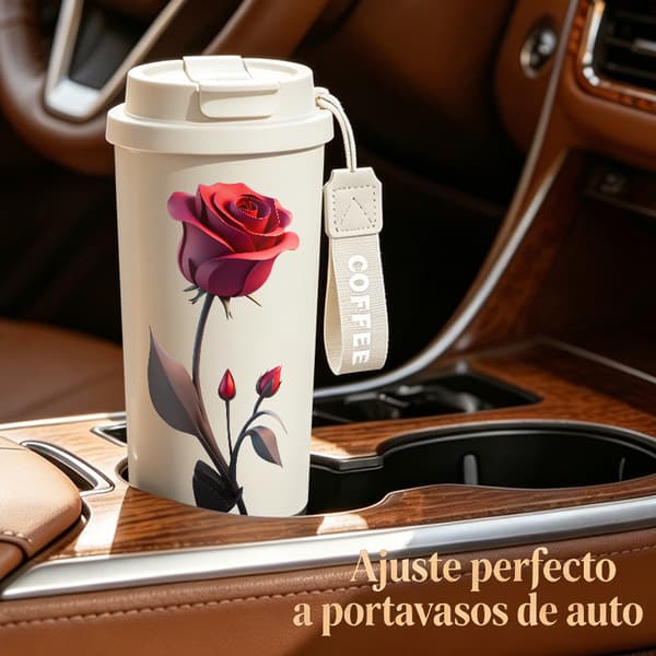 Kaffetermos 500ml Rostfritt Stål Djurdesign, Isolerad kaffemugg, läckagesäker resemugg med lock White