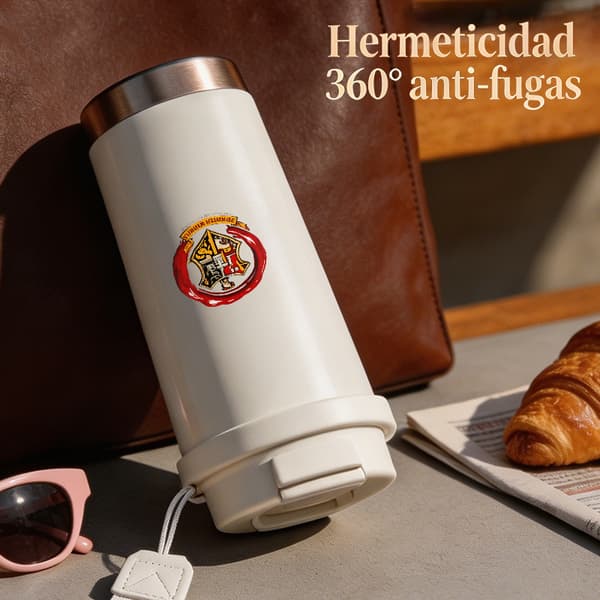 Kaffetermos 500ml 316 Rostfritt Stål Blommig Design, Isolerad kaffemugg, läckagesäker resemugg med lock White