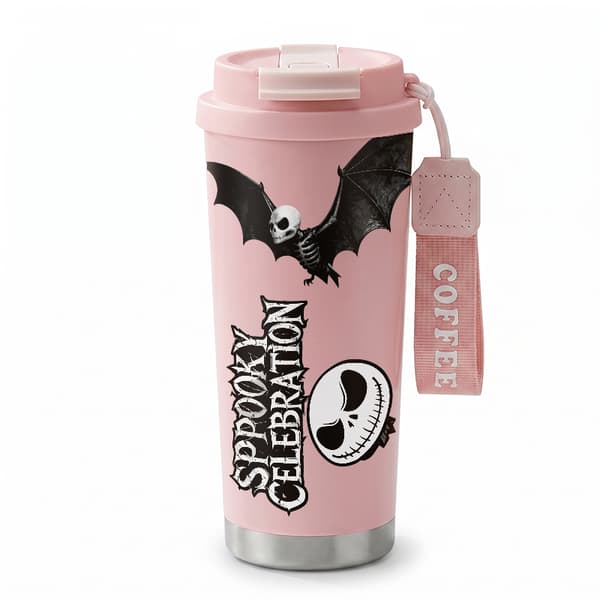 Termisk kaffekopp 500ml rustfritt stål festlig design Pink