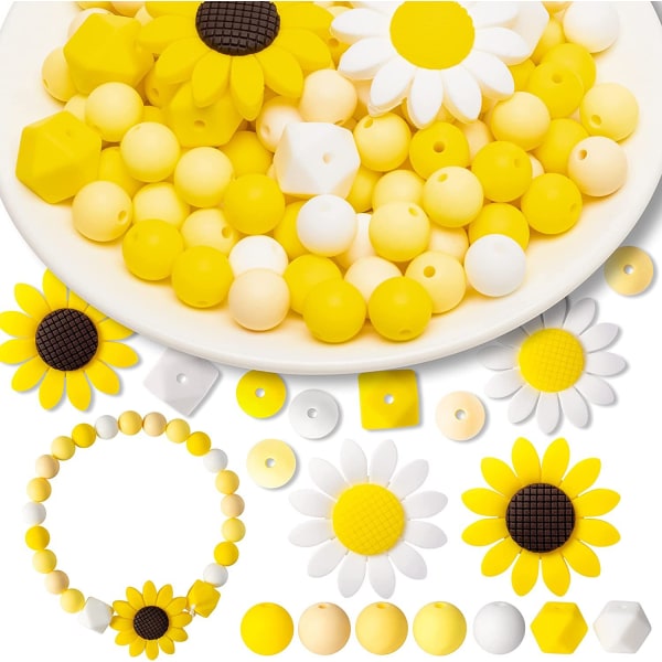 121 fargerike silikonperler DIY barnesmykkeperler