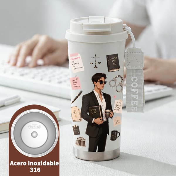 Kaffetermos 500ml Rustfritt Stål Kunstnerisk Design White