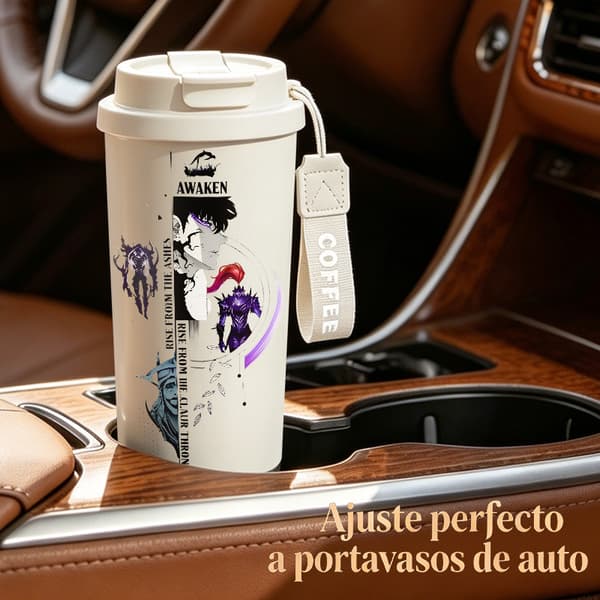 Termoskaffemugg 500ml 316 Rostfritt Stål Djurdesign, Isolerad kaffemugg, läckagesäker resemugg med lock White