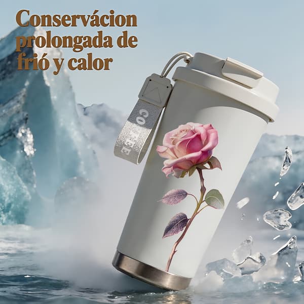 Kaffetermos 500ml Rustfritt Stål Militær Design Pink