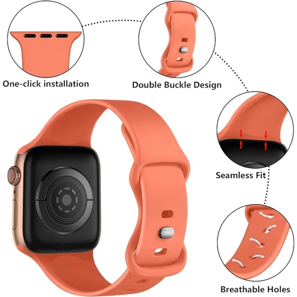 Silikonrem (korallrosa, stor) Kompatibel med Apple Watch