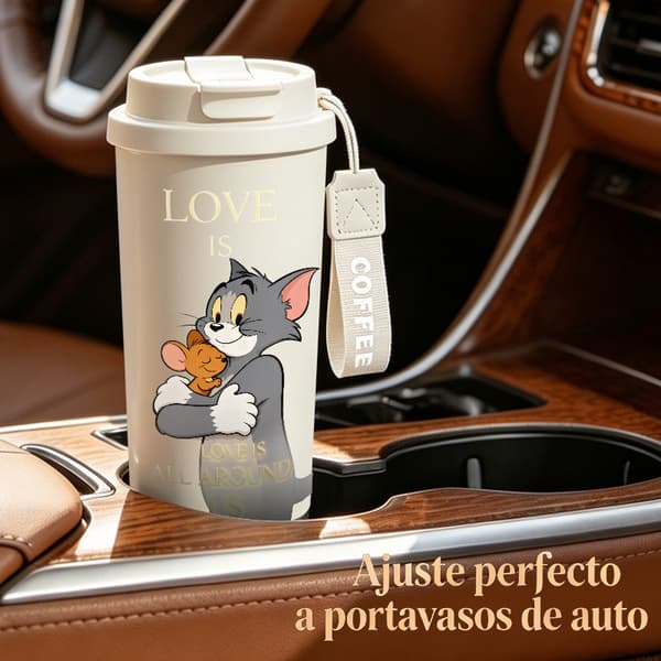 Kaffetermos 500ml 316 Rustfritt Stål Abstrakt Design Pink