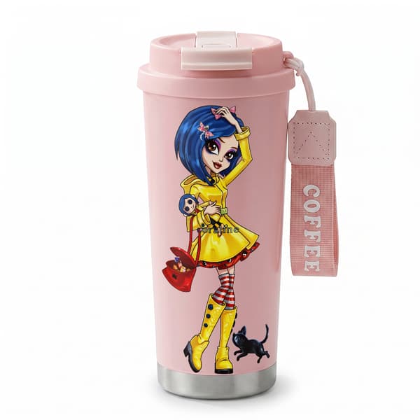 Kahvitermos 500ml ruostumatonta terästä Halloween-design Pink