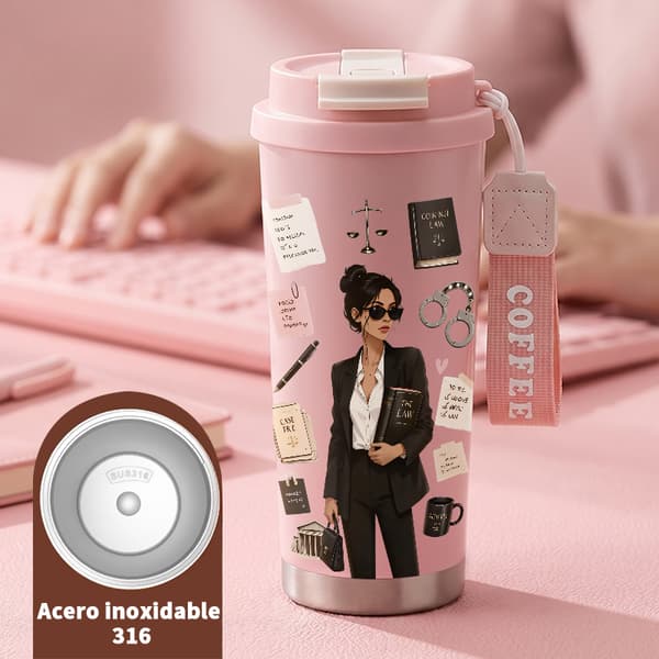 Kaffetermos 500ml Rustfritt Stål Kunstnerisk Design Pink