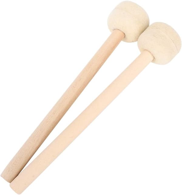 Trommestikker, 2 stykker uldhammer og træhåndtag