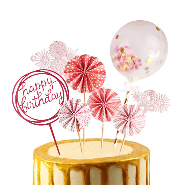 Gull Bursdagskake Dekorasjon Kake Topper, Rose Bursdagskake