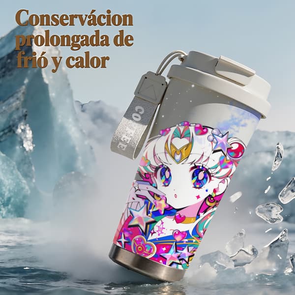 Termosmugg 500ml Rostfritt Stål Söt Design, Isolerad kaffemugg, läckagesäker resemugg med lock Pink