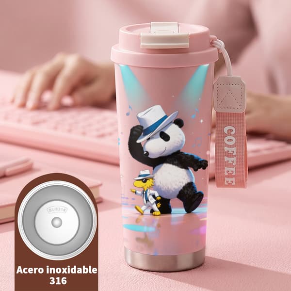 Kaffetermos 500ml Rustfritt Stål Grafisk Design Pink