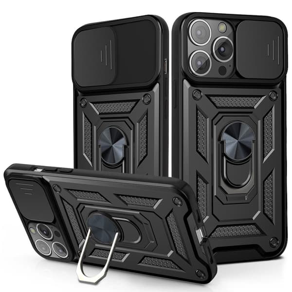 iPhone 13 Pro Max - CamShield Armor Hybrid Ring Skal - Sort
