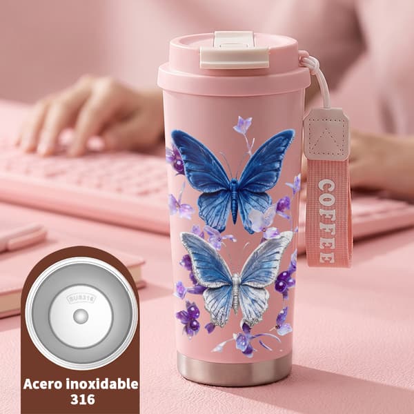 Kaffetermos 500ml 316 Rustfritt Stål Retro Design Pink